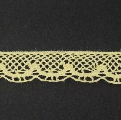 Тесьма кружевная, 12мм,  цвет светло-желтый, ALFA (AF-353-010)
