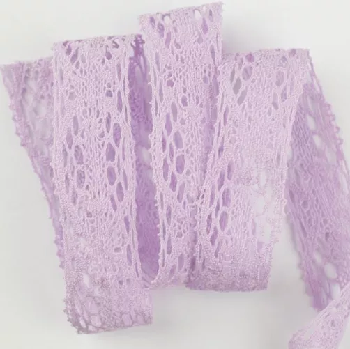 Тесьма кружевная, 24 мм,  цвет светло-фиолетовый, ALFA