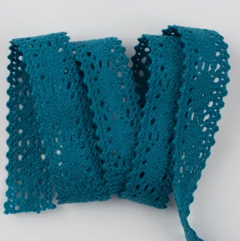 Тесьма кружевная, 20мм, цвет темно-бирюзовый, ALFA