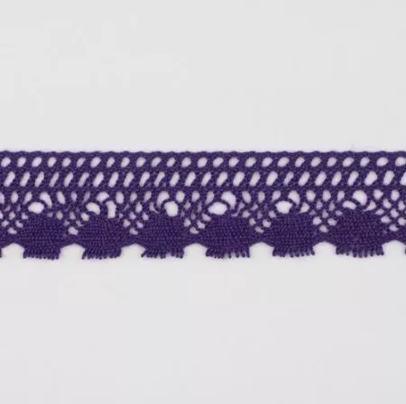 Тесьма кружевная, 17мм,  цвет фиолетовый, ALFA
