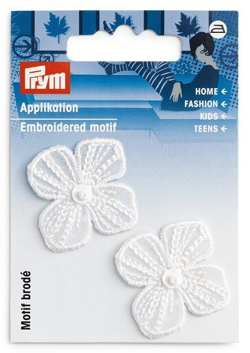 PRYM 926701 Термоаппликация Цветок праздничный малый, белый, 2 шт.