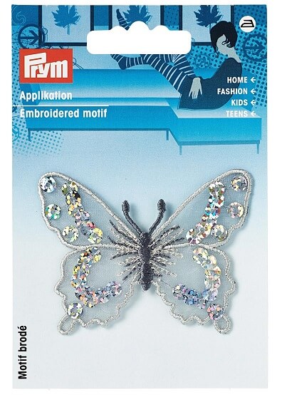 PRYM 926423 Термоаппликация Бабочка, серебристый, 1 шт.