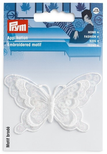 PRYM 926700 Термоаппликация Бабочка праздничная, белая, 1 шт.