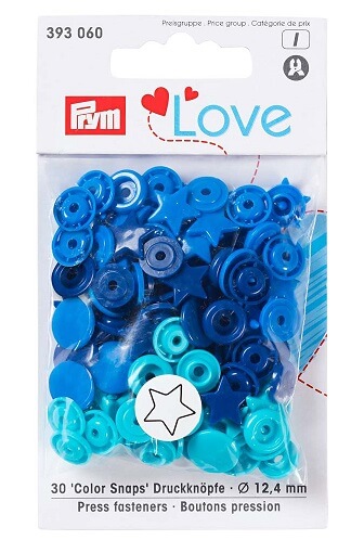 PRYM 393060 Kнопки 'Звезда' Color Snaps Prym Love, синий/бирюзовый/чернильный, 12мм, 30 шт.