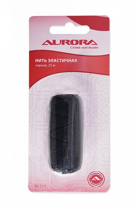 AURORA AU-1111 Нить элластичная (резинка) 25м, цвет черный