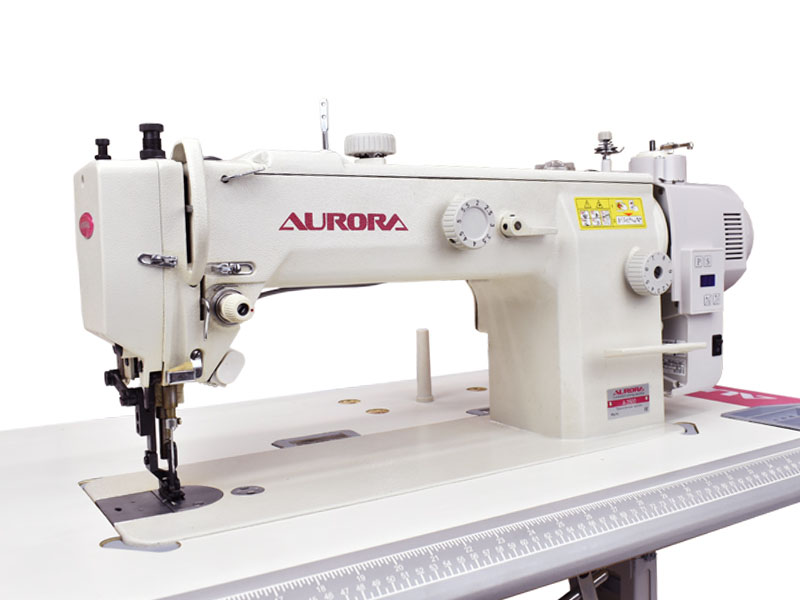 Прямострочная промышленная швейная машина с шагающей лапкой Aurora A-3500D со встроенным мотором и позиционером иглы