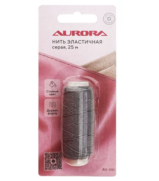 AURORA AU-1111 Нить эластичная (резинка) 25м, серый