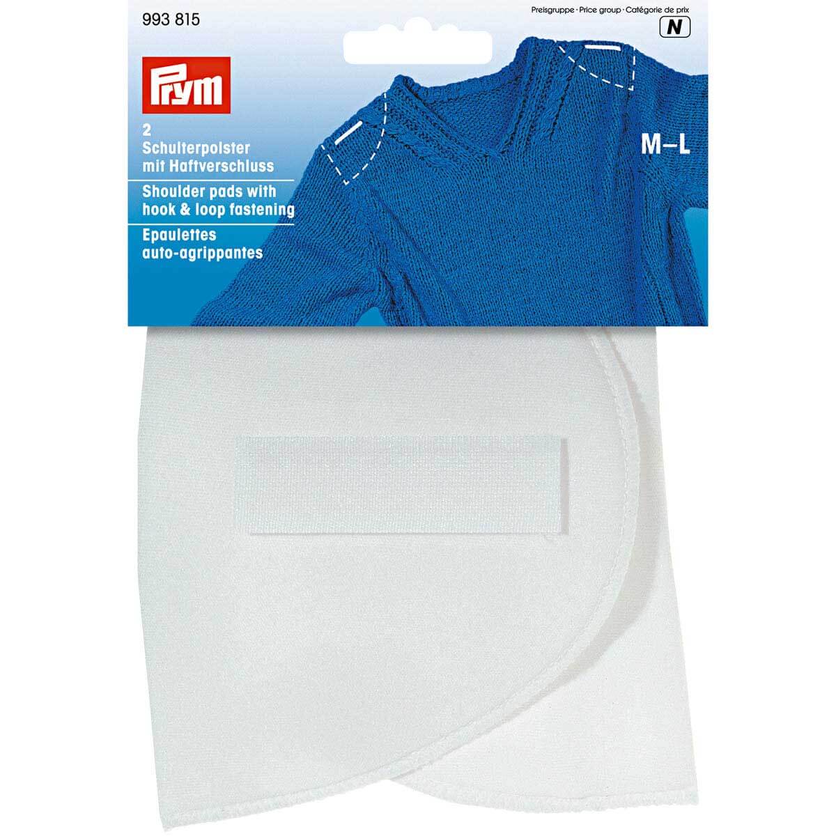 PRYM 993815 Плечевые накладки полумесяц с липучками, M-L, белые