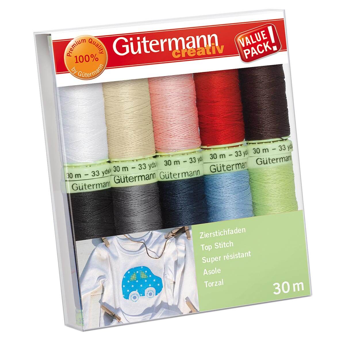 Gutermann 731154 Набор швейных нитей 'Top Stitch' 30 м,10 кат.