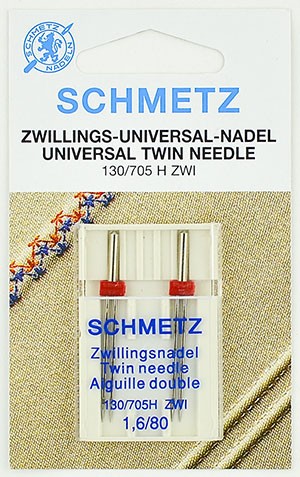 SCHMETZ Иглы стандарт двойные №80/1.6, 2 шт.
