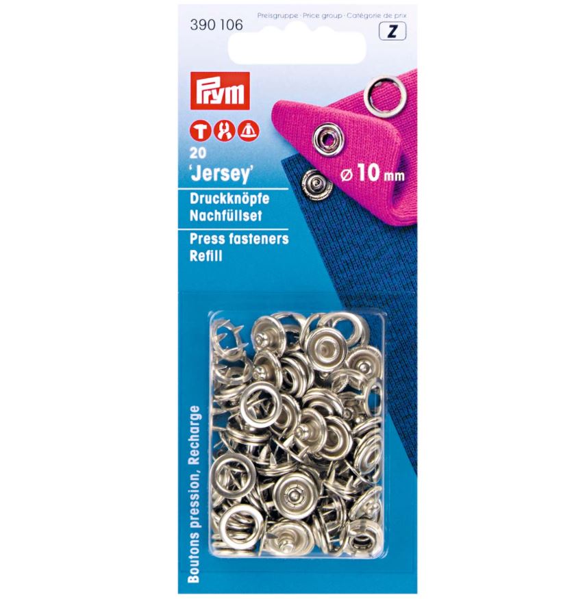 PRYM 390106 Кнопки джерси 10мм, серебристые