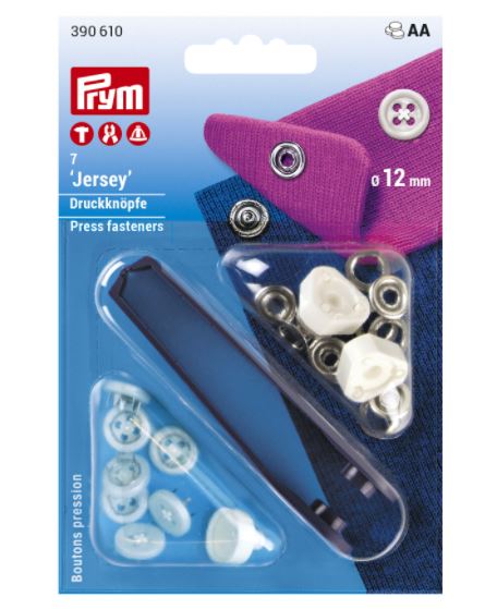PRYM 390610 Непришивная кнопка «Джерси» с имитацией стежка, 12мм, белая