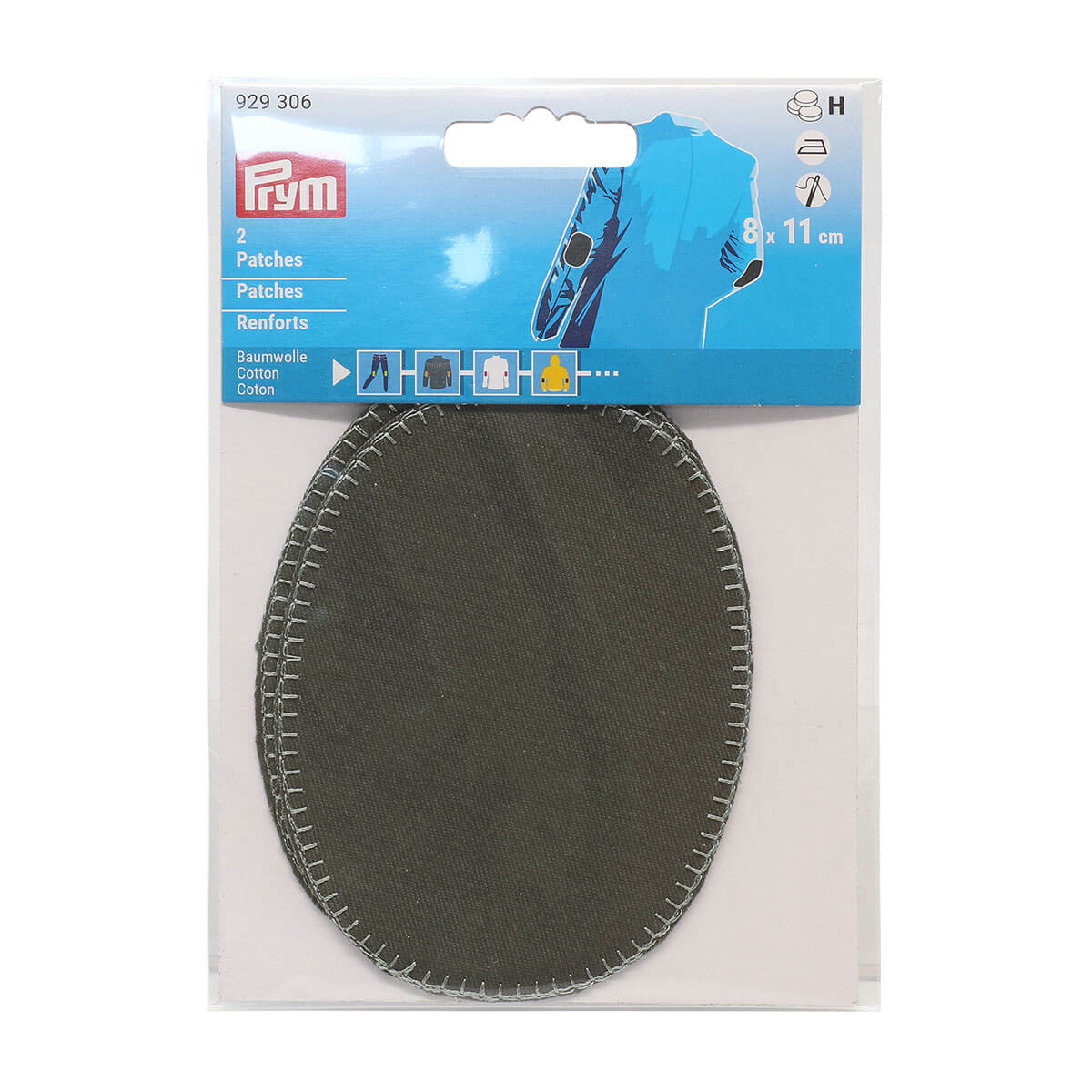PRYM 929306 Заплатки хлопок, термоклеевые, 8х11см, серо-коричневый (2 шт.)