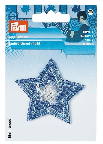 PRYM 925602 Термоаппликация Звезда джинсовая серебристая 1 шт.