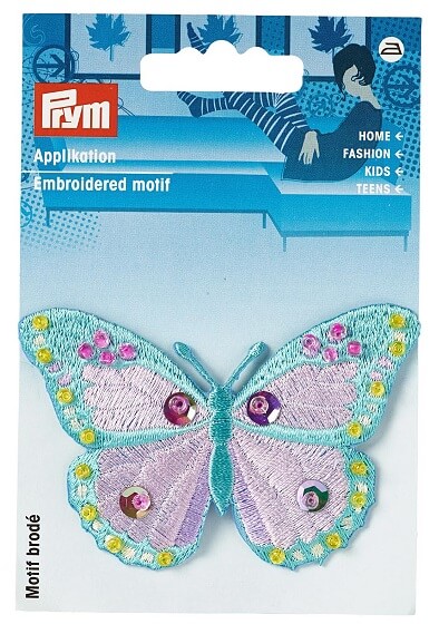 PRYM 926165 Аппликация Бабочка, эксклюзивная, с бусинами, мятная