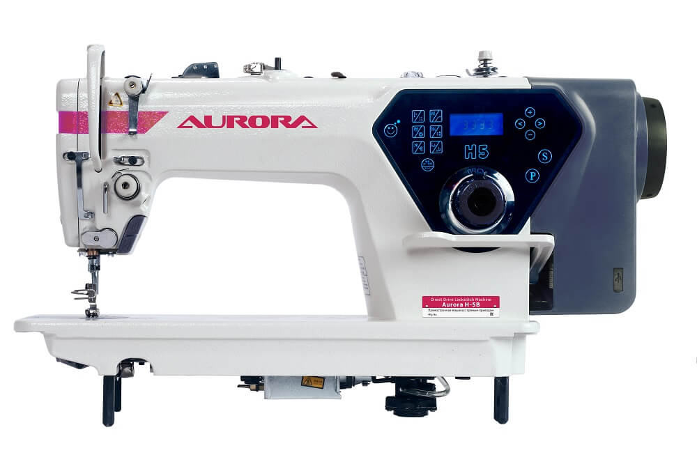 Прямострочная промышленная швейная машина с автоматикой и увеличенным челноком Aurora H-5B